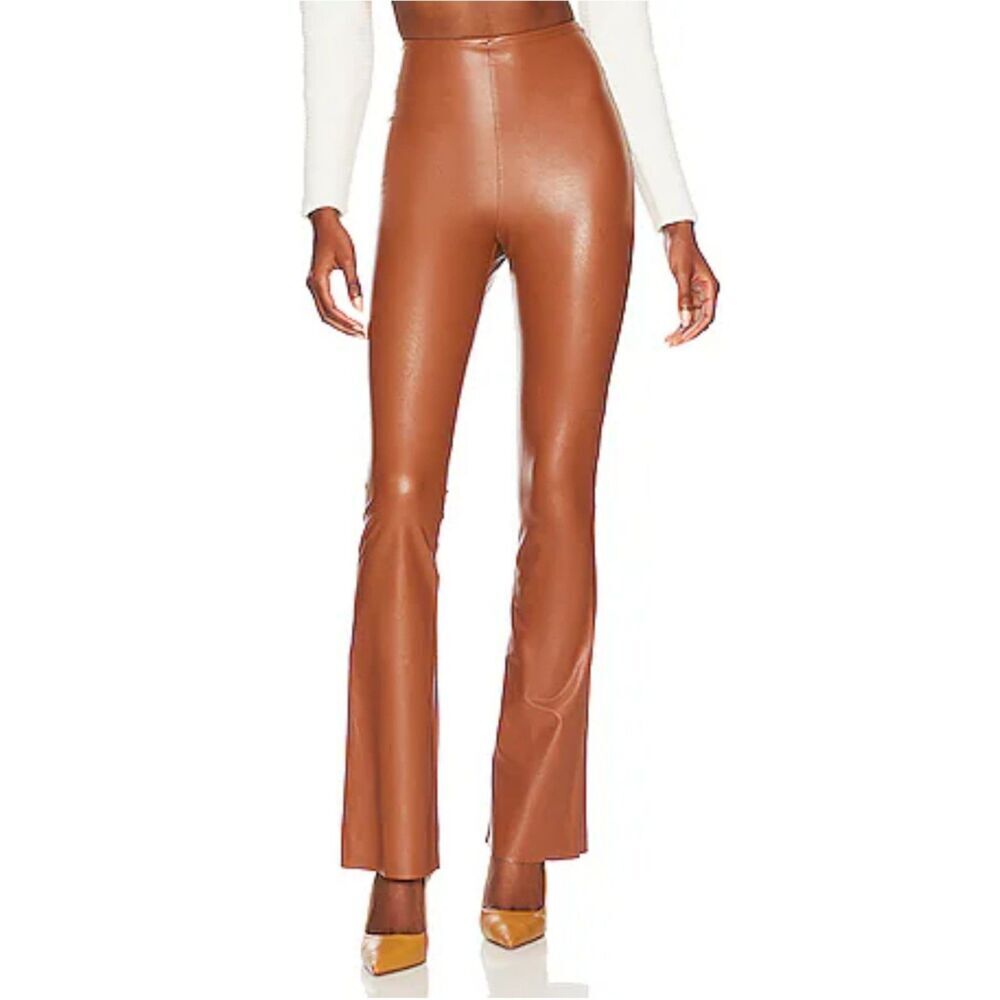 Commando Faux Leather High Rise Flare Pants Cocoa Brown Pull On Size Large